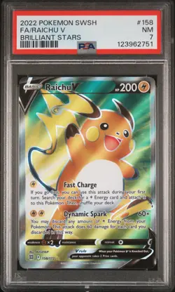 2022 POKEMON SWORD & SHIELD BRILLIANT STARS #158 FULL ART/RAICHU V PSA 7 - Image 1