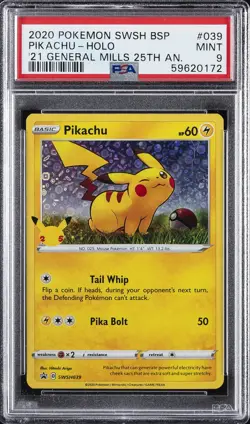 2020 POKEMON SWSH BLACK STAR PROMO #039 PIKACHU-HOLO PSA 9 - Image 1