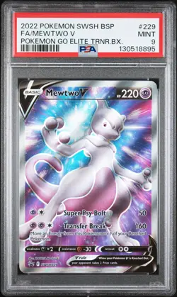 2022 POKEMON SWSH BLACK STAR PROMO #229 FULL ART/MEWTWO V PSA 9 - Image 1