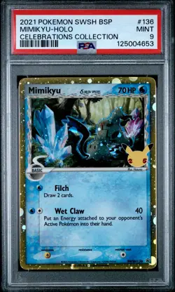 2021 POKEMON SWSH BLACK STAR PROMO CELEBRATIONS COLL #136 MIMIKYU-HOLO PSA 9 - Image 1