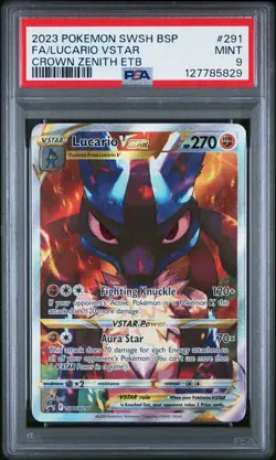 2023 POKEMON SWSH BLACK STAR PROMO #291 FULL ART/LUCARIO VSTAR PSA 9 - Image 1