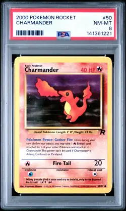 2000 POKEMON ROCKET #50 CHARMANDER PSA 8 - Image 1