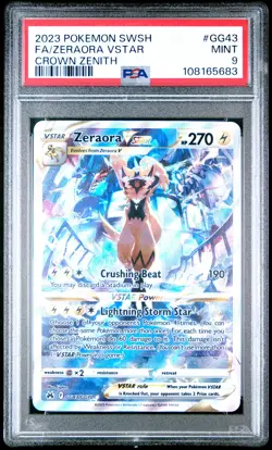 2023 POKEMON SWORD & SHIELD CROWN ZENITH #GG43 FULL ART/ZERAORA VSTAR PSA 9 - Image 1