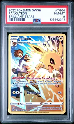 2022 POKEMON SWORD & SHIELD BRILLIANT STARS #TG04 FULL ART/JOLTEON PSA 8 - Image 1