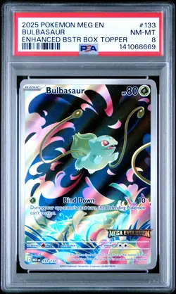 2025 POKEMON MEG EN-MEGA EVOLUTION ENHANCED BOOSTER BOX TOPPER BULBASAUR PSA 8 - Image 1