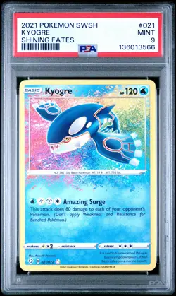 2021 POKEMON SWORD & SHIELD SHINING FATES #021 KYOGRE PSA 9 - Image 1