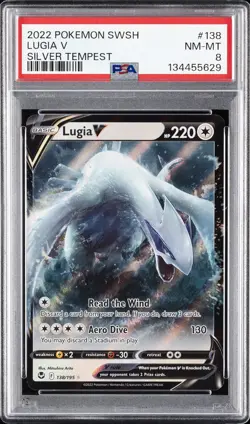 2022 POKEMON SWORD & SHIELD SILVER TEMPEST #138 LUGIA V PSA 8 - Image 1