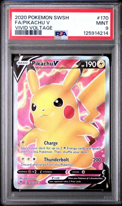 2020 POKEMON SWORD & SHIELD VIVID VOLTAGE #170 FULL ART/PIKACHU V PSA 9 - Image 1