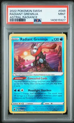 2022 POKEMON SWORD & SHIELD ASTRAL RADIANCE #046 RADIANT GRENINJA PSA 9 - Image 1