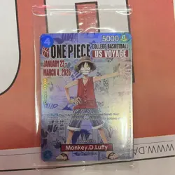 Bandai Namco Monkey.D.Luffy One Piece Card Game US Voyage Promo College Basketb… - Image 1