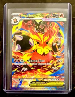 Pokemon Mega Emboar EX Secret Rare Full Art Holo Card ASC 273/217 - Image 1