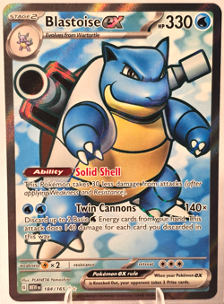 Pokemon Card - Blastoise EX (184/165) Scarlet & Violet: Pokemon 151 set UR Holo - Image 1