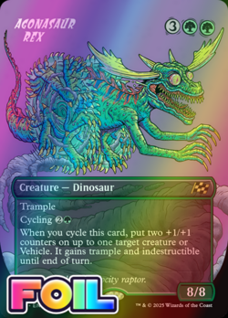 x1 Agonasaur Rex DFT Aetherdrift MTG 343 FOIL RARE SHOWCASE M/NM 1x - Image 1