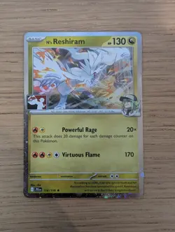 Pokemon TCG N's Reshiram JTG 116/159 Prize Pack Series 8 Play Stamp Cosmos Holo - Image 1