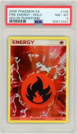POKEMON PSA 8 NM-MT 2006 ex Holon Phantoms Fire Energy 106/110 Holo Rare 80 - Image 1