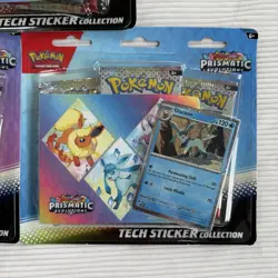 Pokemon TCG Scarlet & Violet Prismatic Evolutions Tech Sticker Pack Set Of 3 - Image 2