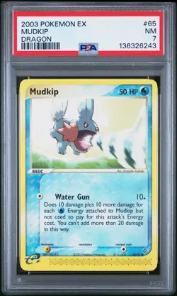 2003 POKEMON EX DRAGON #65 MUDKIP PSA 7 - Image 1