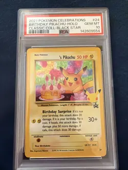2021 POKEMON CELEBRATIONS CLASSIC COLL #24 BIRTHDAY PIKACHU-HOLO PSA 10 - Image 1