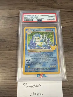 2021 Pokemon Celebrations Classic Collection Base Set Holo Blastoise #2 PSA 10 - Image 2