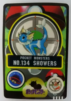 Sealdass Japanese Pokemon Carddass Vaporeon NO.134 TCG Free Shipping Water - Image 1