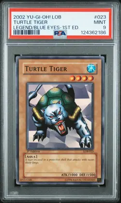 2002 YU-GI-OH! LOB-LEGEND OF BLUE EYES WHITE DRAGON 1ST ED TURTLE TIGER PSA 9 - Image 1
