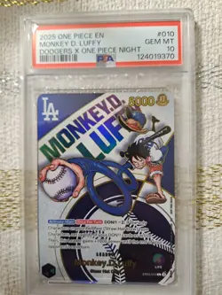 One Piece PSA 10 Monkey D. Luffy Dodgers x One Piece Night 2025 English - Image 1