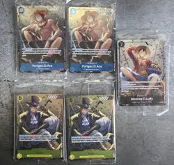 One Piece TCG Tin Pack Set Vol. 2 Luffy P-075 Sabo P-073 Ace P-074 Promo Sealed - Image 1
