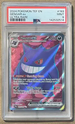 2024 Pokemon Gengar EX Ultra Rare Temporal Forces TEF EN 193 PSA 9 Mint - Image 1