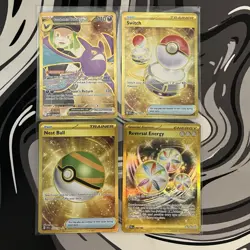 Pokemon TCG Gold Hyper Rare Lot Of 4 - DRI, MEW, PAR, SV1 - Image 1