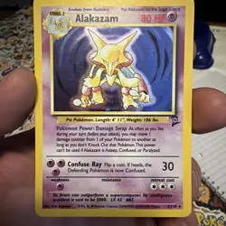 Pokemon TCG Alakazam Base Set Holo Rare 80 LP 1/130 - Image 1