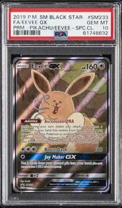 2019 POKEMON SM BLACK STAR PROMO #SM233 FULL ART/EEVEE GX PSA 10 - Image 1