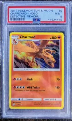 PSA 9 Mint Charizard 5/18 Detective Pikachu Graded Pokemon Card Holo Rare TCG - Image 1