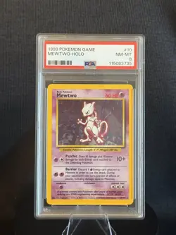 1999 POKEMON BASE SET UNLIMITED #10 MEWTWO-HOLO PSA 8 - Image 1