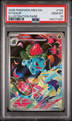 2025 POKEMON MEG EN-MEGA EVOLUTION #134 IVYSAUR ILLUSTRATION RARE PSA10 - Image 1