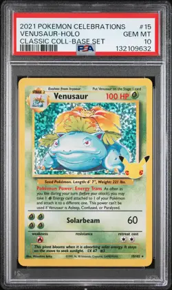 2021 POKEMON CELEBRATIONS CLASSIC COLL #15 VENUSAUR-HOLO PSA 10 - Image 1