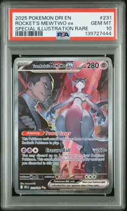 2025 POKEMON DRI EN-DESTINED RIVALS #231 TEAM ROCKET'S MEWTWO EX PSA 10 - Image 1