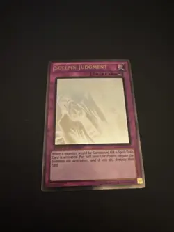 Solemn Judgment GLD5-EN045 *LP* Limited Edition Ghost Gold Rare Yugioh Card - Image 1