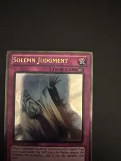 Solemn Judgment GLD5-EN045 *LP* Limited Edition Ghost Gold Rare Yugioh Card - Image 3