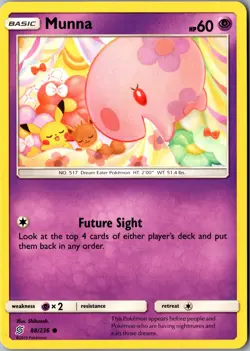Munna 88/236 Common SM - Unified Minds LP Pokemon Card - Image 1