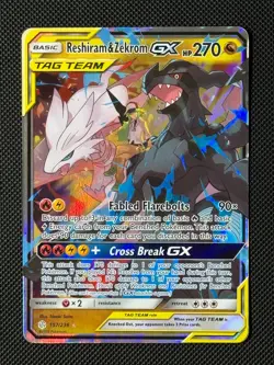 Pokemon Cards Reshiram & Zekrom GX 157/236 Cosmic Eclipse Holo Rare GX - Image 1