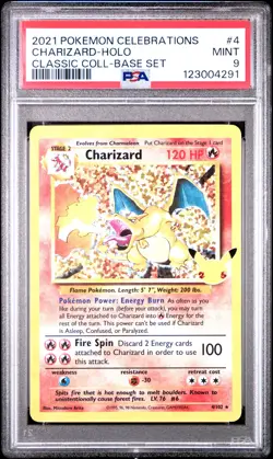 2021 POKEMON CELEBRATIONS CLASSIC COLL #4 CHARIZARD-HOLO PSA 9 - Image 1