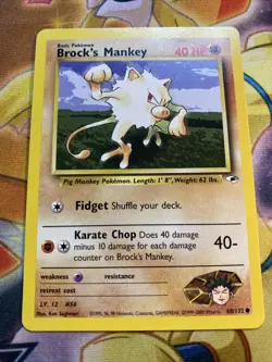 Pokemon WOTC Brock's Mankey 68/132 Gym Heroes Set UNLIMITED Common NM - Image 1