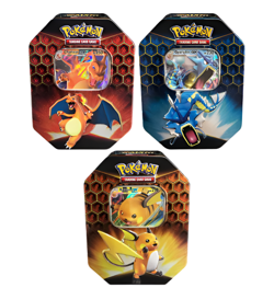 Pokemon Hidden Fates GX Tins Set of 3 - Charizard, Gyarados, and Raichu - Sealed - Image 1