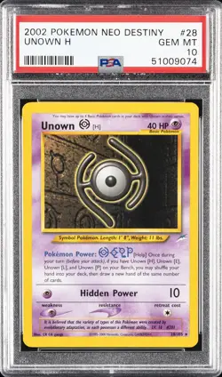 2002 POKEMON NEO DESTINY #28 UNOWN H PSA 10 - Image 1