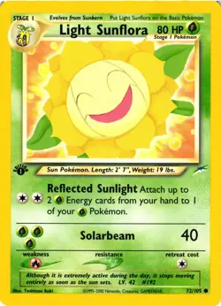 Pokemon TCG Light Sunflora Neo Destiny 72/105 Regular 1st Edition Common LP - Image 1