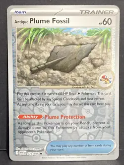 Antique Plume Fossil Pokemon SV White Flare 079/086 Reverse Holo Trainer - Image 1