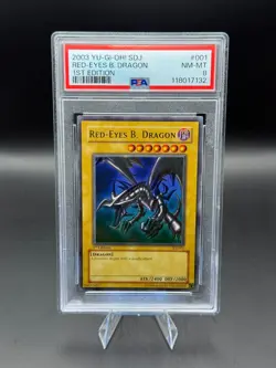 2003 YU-GI-OH! STARTER DECK: JOEY 001 RED-EYES B. DRAGON 1ST EDITION PSA 8 - Image 1