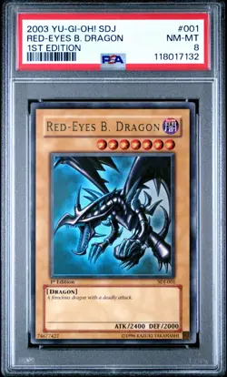 2003 YU-GI-OH! STARTER DECK: JOEY 001 RED-EYES B. DRAGON 1ST EDITION PSA 8 - Image 3