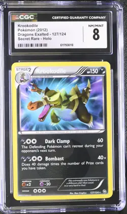 CGC 8 Krookodile 2012 Dragons Exalted 127/124 Secret Rare Holo Pokemon Card - Image 1