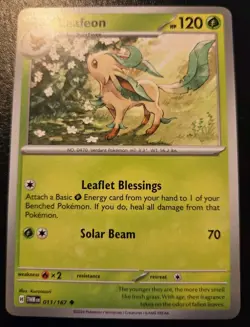 Leafeon 011/167 Uncommon Scarlet & Violet: Twilight Masquerade Pokemon TCG - Image 1